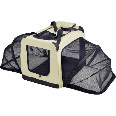 Pet Life Hounda Accordion Metal Framed Soft-Folding Collapsible  Expandable Pet Dog Crate Blue