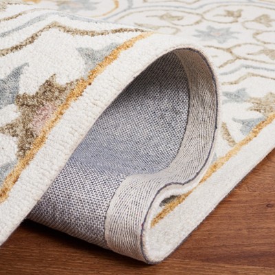 Ivory and Grey Hand-Tufted Wool Square Rug