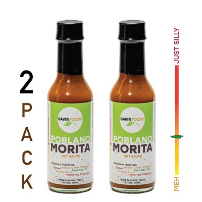 Savir Foods Poblano Morita Hot Sauce 2 Pack