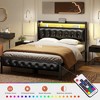 WOWLIVE Bed Frame with Storage Headboard, Metal Platform Bed Frame, Storage Bed with Charging Station and LED Light - 3 of 4