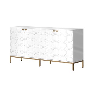 CLIHOME 4 Door Locker Accent Cabinet, 64'' Utility Storage Cabinets Credenzas Console Table With Gold Metal Legs - 1 of 4