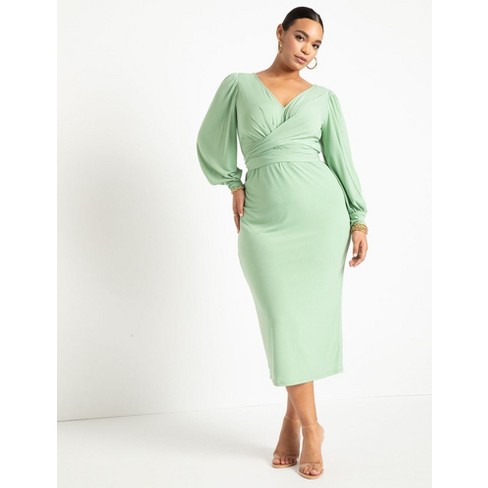 Plus Off Shoulder Wrap Midi Dress