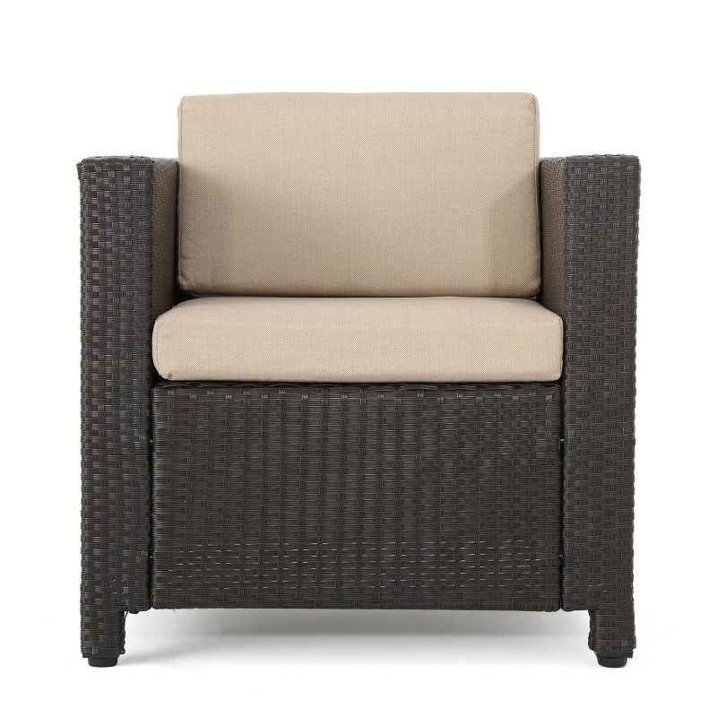 Puerta 5pc All-Weather Wicker Patio Club Chairs with Firepit Brown/Gray - Christopher Knight Home, 4 of 16