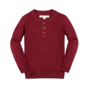 Hope & Henry Boys' Organic Long Sleeve Henley Pullover Sweater with Elbow Patches, Infant - 1 of 4