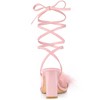 Allegra K Women's Faux Fur Slingback Block Heels Lace Up Sandals - 3 of 4