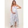 Pinkblush Light Blue Hi-Lo Spaghetti Strap Patchwork Ruffle Maternity Maxi Dress - 2 of 4