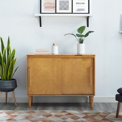 Mid-Century Modern Acorn Wood Everett Media Console with Storage