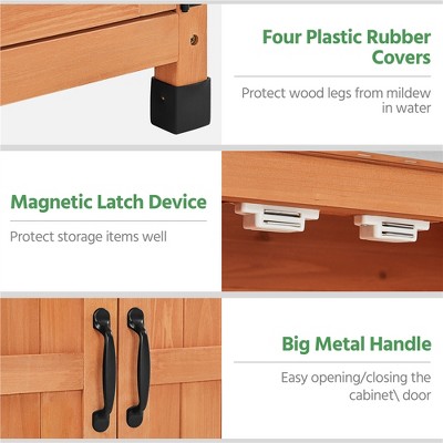 Brown Fir Wood Garden Potting Bench with Metal Tabletop