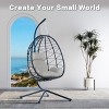 Sapphtopaz Porch Swing Wicker Rattan Swing Chair Egg-Shaped Hanging Basket Chair with Cushion and Hanging Stand for Patio, Garden, Terrace - 3 of 4