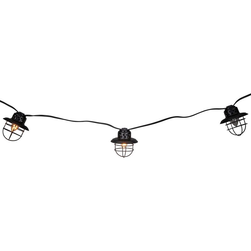 Northlight 10-Count Black Caged Fisherman Lantern Patio String Light Set - 9' Black Wire, 1 of 8