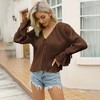 Womens Front Tie Cardigan Corduroy Cropped Open Front Tops with Ruffle Sleeve Bell Sleeve Tops - Khaki S - 2 of 4