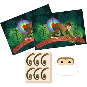 Blue Panda Pin The Tail on The Monkey Party Game, 2 Game Posters, 1 Blindfold Mask, 5 Sheets, 30 Tail Stickers - 1 of 3