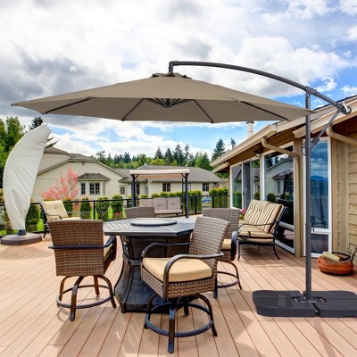 Sonkuki 10 Ft. Patio Offset Umbrella Outdoor Hanging Umbrellas w/Steel Frame