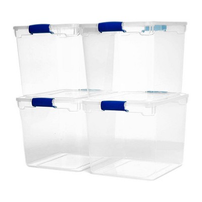 Homz Heavy Duty Modular Clear Plastic Stackable Storage Tote Containers ...