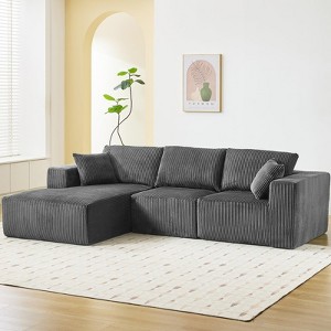 108" L Shape Cloud Modular Sectional Sofa Couch, Comfy Corduroy Couch, Deep Seat, No Assembly Required - 1 of 4