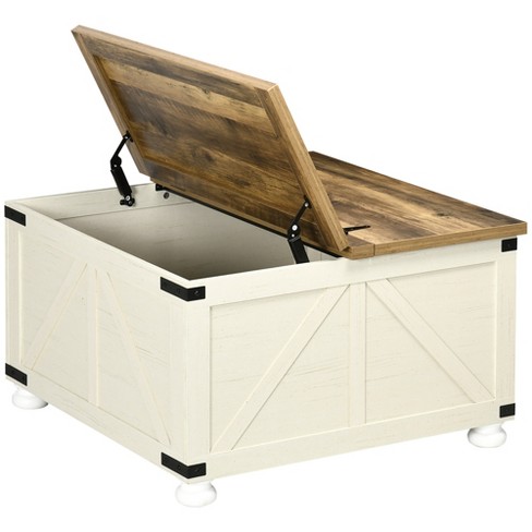 White farmhouse coffee table store with storage