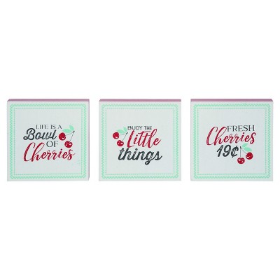Transpac MDF Cherry Block Decor Set of 3 Spring Home Decorations