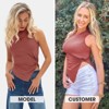 EXLURA Women's Summer Sleeveless High Neck Tank Tops Sexy Twist Knot Asymmetrical Hem Shirts - 2 of 4
