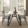 TiramisuBest 5psc Counter Height Dining Table Set with One Faux Marble Top Dining Table and Four Velvet-Upholstered Chairs,Black - 3 of 4