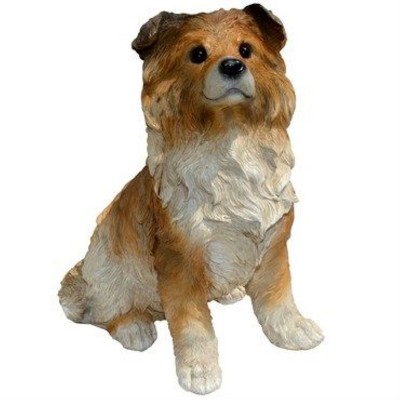 Michael Carr Designs Puppy Love Collection Polyresin Shep Realistic Details Collie Dog Outdoor Decoy Figurine Statue for Lawn & Garden Protection