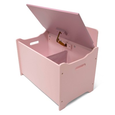Blush Two-Tone Wooden Toy Box with Divider