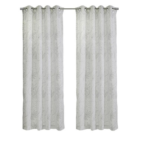 Habitat Valentina Sheer Window Treatment Tone on Tone Motif Grommet Curtain Panel for Bedroom Livingroom White - image 1 of 4