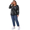 Agnes Orinda Women's Plus Size Floral Print Square Neck Long Sleeve Pleated Casual Tunic Blouses - 3 of 4