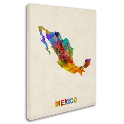 Trademark Fine Art -Michael Tompsett 'Mexico Watercolor Map' Canvas Art