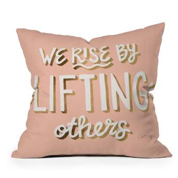 Cat Coquillette We Rise By Lifting Others Outdoor Throw Pillow Blush/Gold - Deny Designs