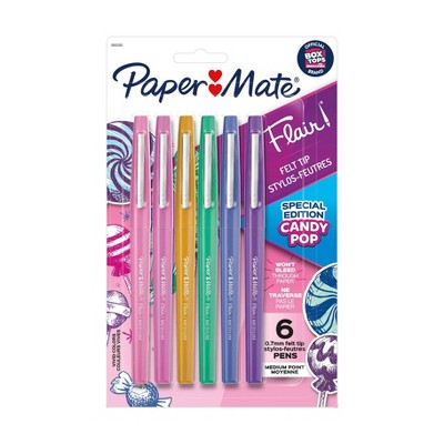 6pk Marker Pens Flair Medium Tip .7mm Candy Pop Colors - PaperMate