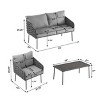 4 PCS Outdoor Patio Furniture Set, Loveseat and Chairs with Rope Woven Back, Iron Frame Chairs with Polyester Cushion-Coolbibila - 4 of 4