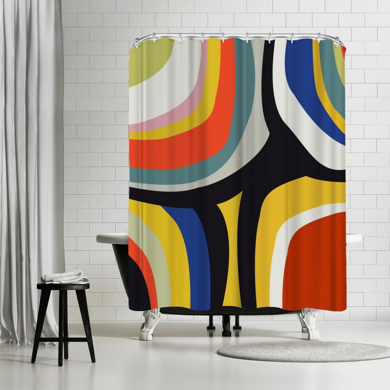 Americanflat 71" x 74" Shower Curtain, Abstract Decorative 4 -1 by Pop Monica Elena, 1 of 8