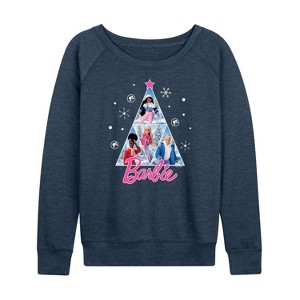 Women's - Barbie - Holidays & Christmas Lightweight French Terry Wide Neck Long Sleeve Shirt - 1 of 4