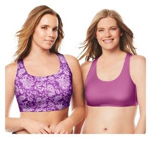 Comfort Choice Women's Plus Size Wireless Sport Bra 2-Pack - 1 of 4