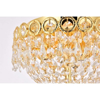 Gold Flush Mount Light with Clear Royal Cut Crystal Trim