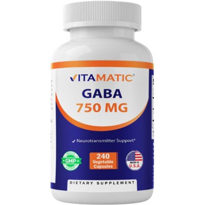 GABA (Gamma Aminobutyric Acid) 750mg - 240 Vegetable Capsules