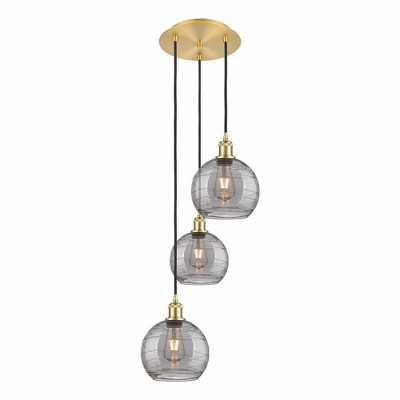 Athens Deco Swirl - 3 Light Cord Hung Multi Pendant In Industrial Style-30.38 Inches Tall and 14.5 Inches Wide
