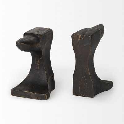 HomeRoots Set of Two 6" Black And Gold Polyresin Decorative Bookends