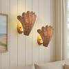 JONATHAN Y Elodie Vintage Coastal 1-Light Rattan Scallop Shell LED Wall Sconce - 2 of 4