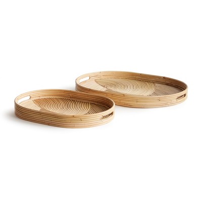 Plum & Post Jelani Cane Oval Decorative Trays Set of 2