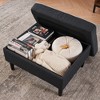 VYNXARIA Dark Gray Upholstered Armchair and Storage Ottoman Set Comfortable Single Sofa with Cup Holders and Tufted Detailing - 2 of 4