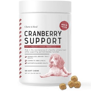 Chew + Heal UTI Treatment Cranberry Treats, Dog Supplement, Boosts Urinary Tract & Bladder Health - 120 Delicious Chews - 1 of 4