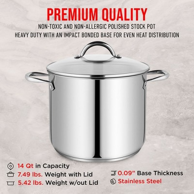 Bakken-Swiss 14-Quart Stainless Steel Stockpot with Glass Lid