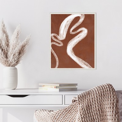 Abstract Beaded Framed Canvas Wall Art in Brown and White