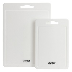 Martha Stewart Everyday Fayer 2 Piece Polypropylene 16in and 12in Cutting Board Set in White - 1 of 4