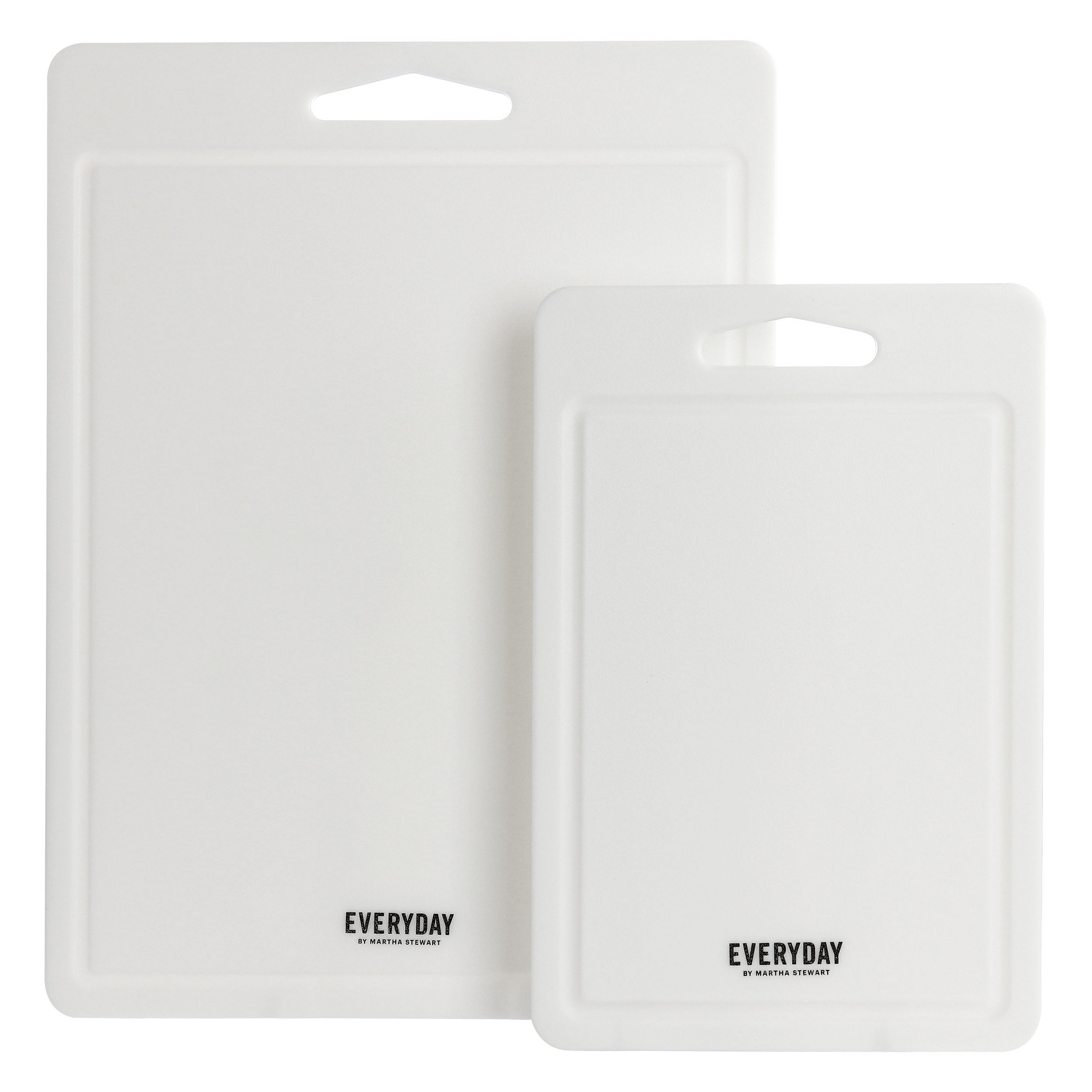Martha Stewart Everyday Fayer 2 Piece Polypropylene 16in and 12in Cutting Board Set in White