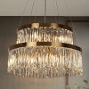 LNC Miswinamp 6-Lights 22.5"  Luxury and Glam  2-Tier Crystal Drum Chandelier,Polished Gold - 2 of 4