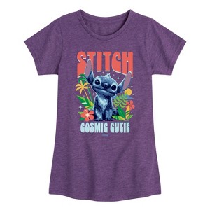 Girls' - Lilo And Stitch - Stitch Cosmic Cutie Fitted Short Sleeve Graphic T-Shirt - 1 of 3