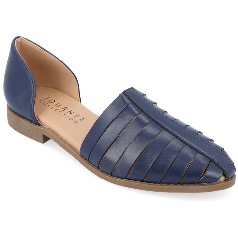 Обувь Journee Collection Women's Anyah Ankle Cuff Slip On Almond Toe Flats Blue 8