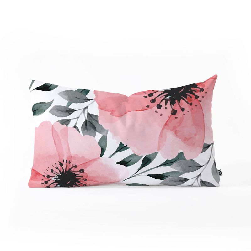Marta Barragan Camarasa Big Flowers Oblong Lumbar Throw Pillow Pink - Deny Designs, 1 of 5